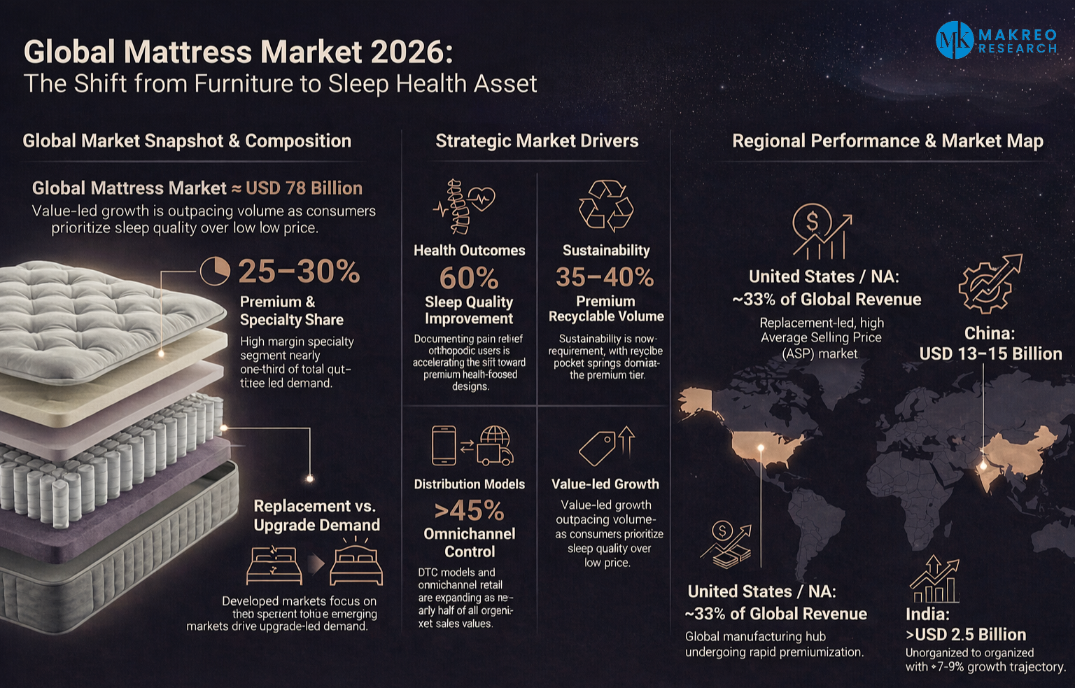 Global Mattress Market Nears USD 78 Billion as Premiumisation and Omnichannel Control Redefine Demand