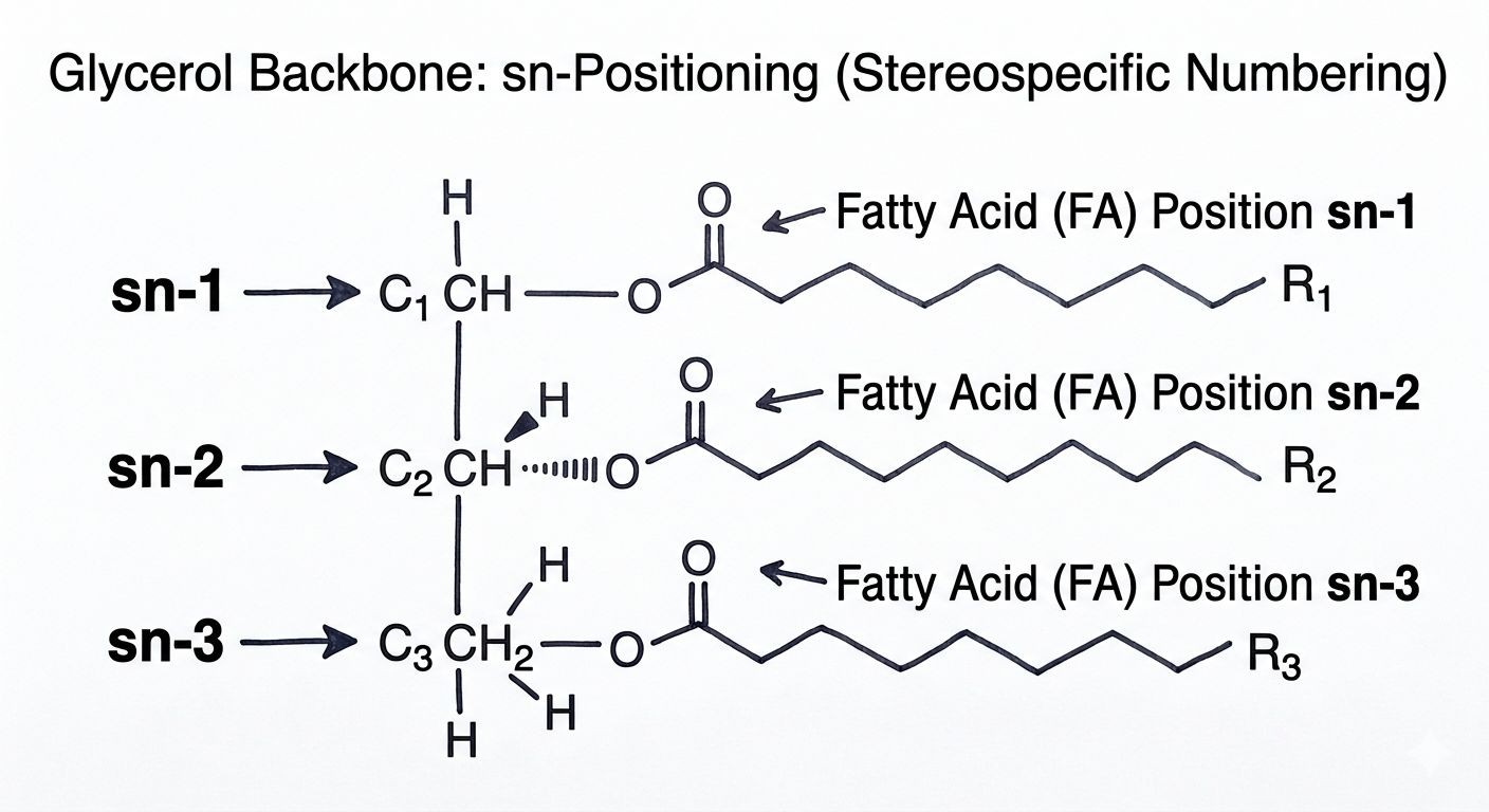 Structural Arrangement of Fatty Acids in Triglycerides: sn-Positioning